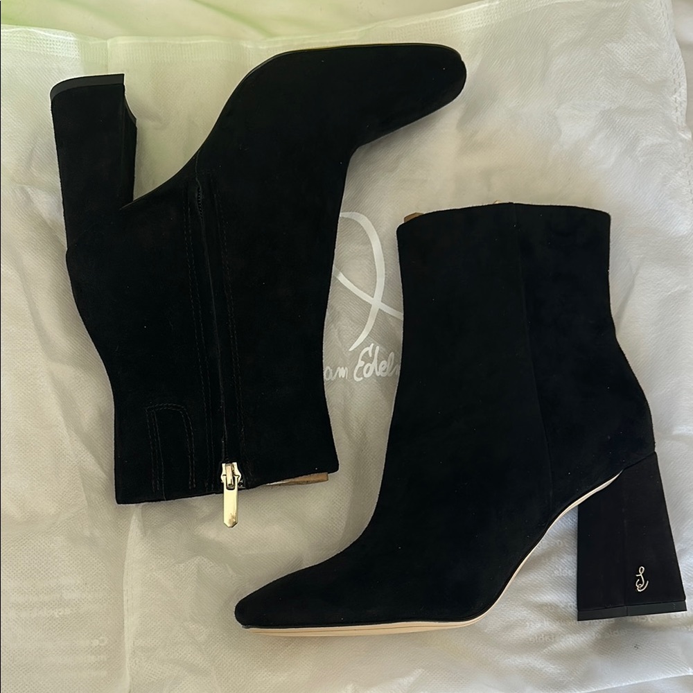 Sam Edelman Codie, Black, Suede Ankle Boots Size 6.5